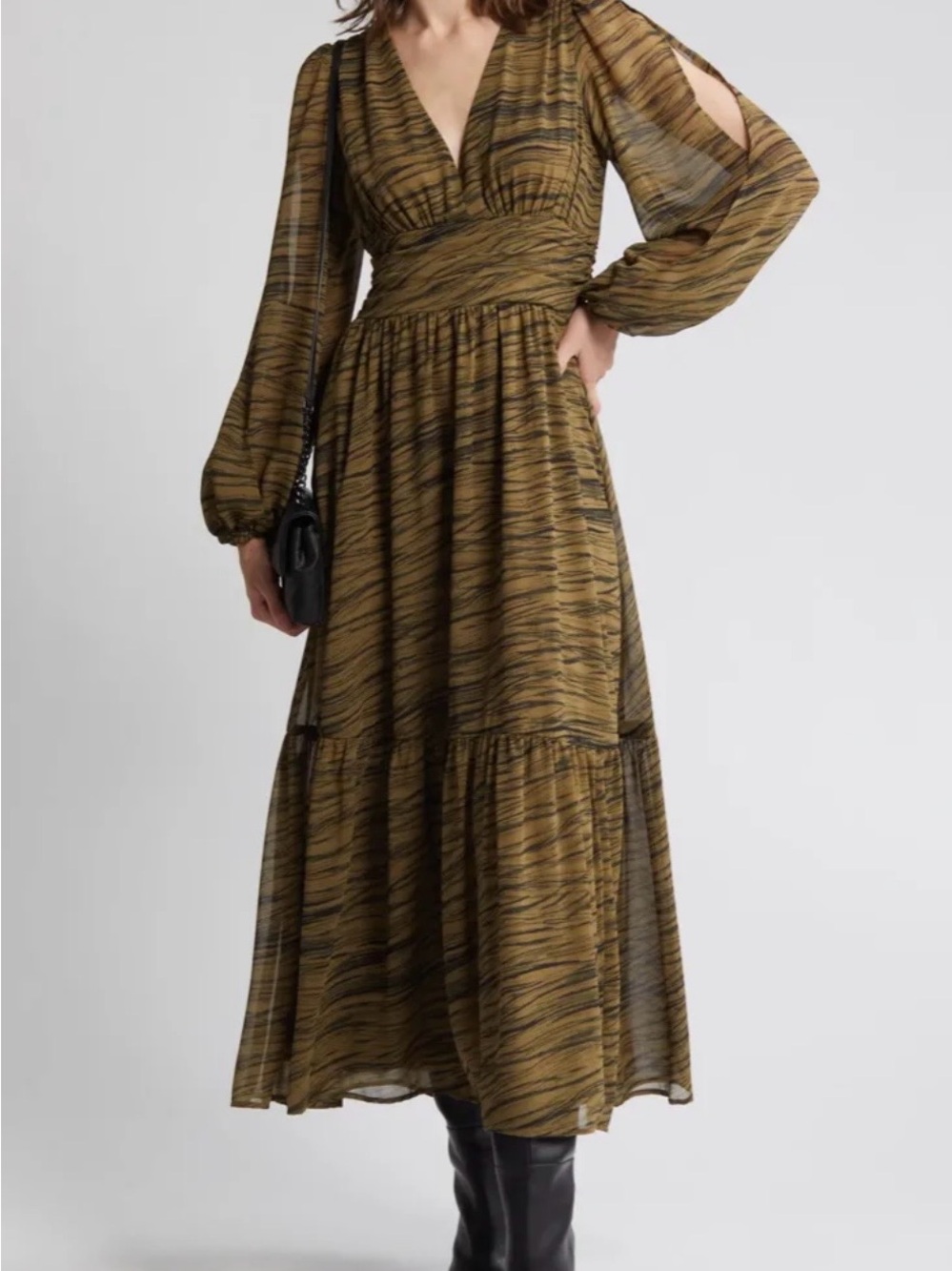 Chelsea 28 Split Long Sleeve Tiered Dress NWOT! - Picture 1 of 14